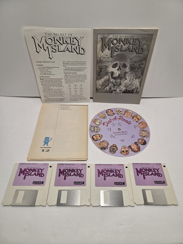 Rare The Secret of Monkey Island w/ Manual & Wheel Inserts 3.5" Commodore Amiga