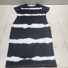 Striped T-Shirt Dress Womens 3XL Black White Short Sleeve Long Plus Size Casual