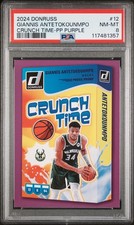 2024 PANINI DONRUSS CRUNCH TIME PP PURPLE #12 GIANNIS ANTETOKOUNMPO PSA 8