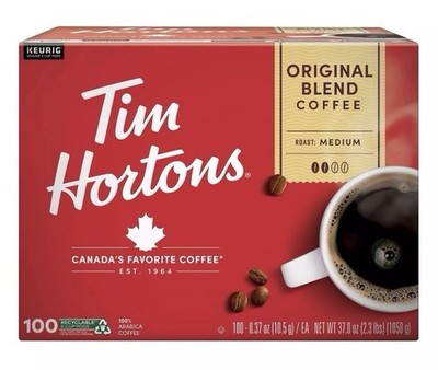 Tim Hortons Premium Medium Roast K-Cup Coffee Pods, Original Blend, 100 ct.