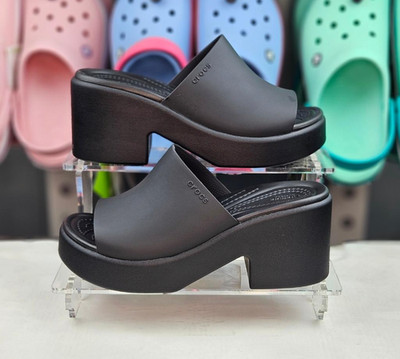 CROCS Womens BROOKLYN SLIDE HEEL 209408 Sandals LiteRide BLACK W 5, W 8