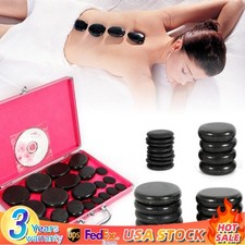 20PCS/Kit Hot Massage Volcanic Basalt Stone Rock SPA Oiled Massager  Warmer Box