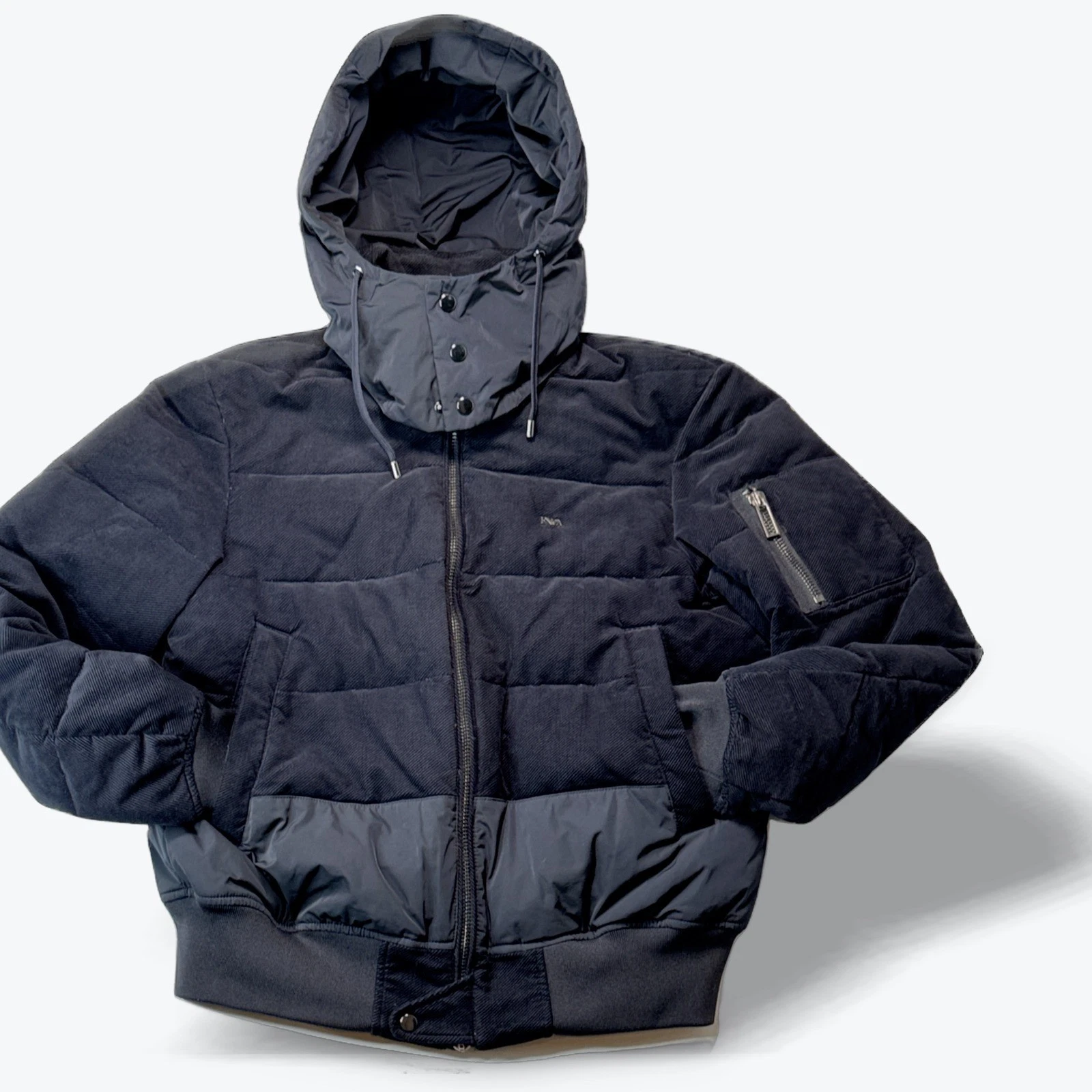 Emporio Armani Mens Puffer Jacket 52 NWT Black Hooded Down Bomber Coat Winter - product detail image 1