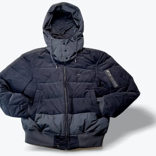 Emporio Armani Mens Puffer Jacket 52 NWT Black Hooded Down Bomber Coat Winter - product listing photo