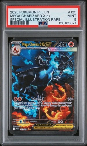 2025 POKEMON PFL EN-SPECIAL ILLUSTRATION RARE #125 MEGA CHARIZARD X EX PSA 9