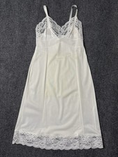 Vintage Movie Star White Floral Lace Nightgown Lingerie Pajamas Slip