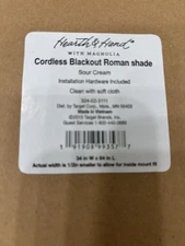 34"x64" Cordless Blackout Roman Window Shade with Valance Cream - Hearth & Hand