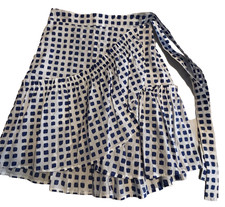 Vineyard Vines Blue White Grid Plaid Romantic Femme Preppy Ruffle Lined Skirt XS