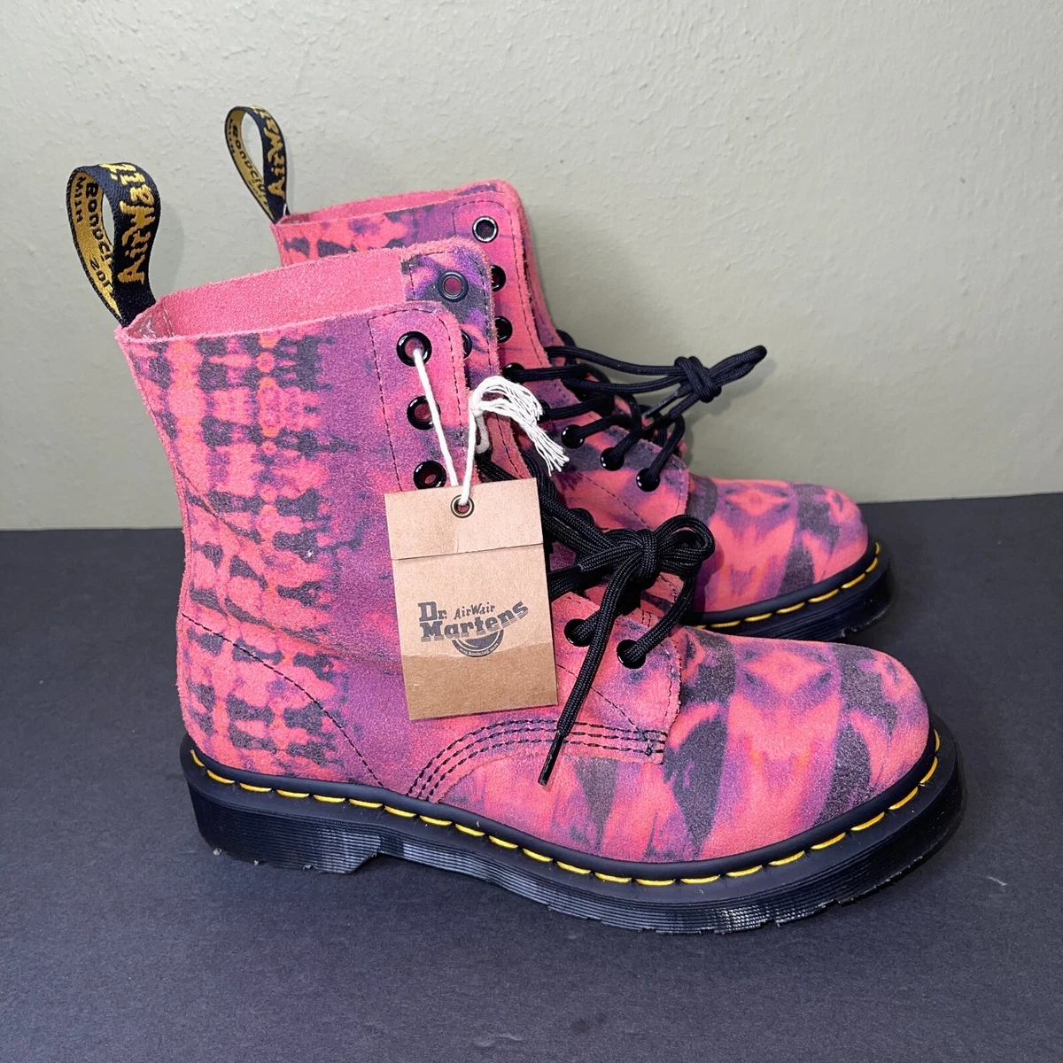 Dr martens pink & purple pascal 8 eye best sale boots