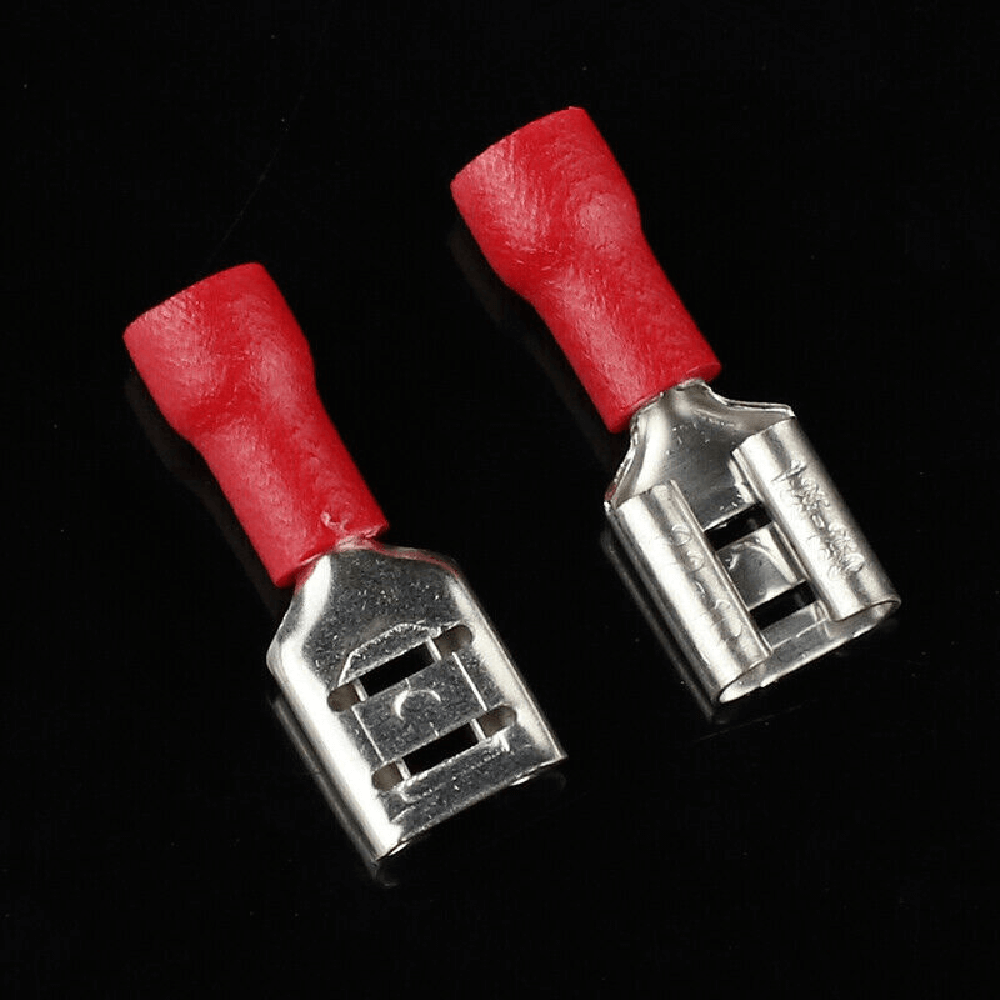 Faston Maschio Femmina Con Pinza 25 Terminali A Crimpare Heschen Piggyback - 0.5-1.5mm² (22-16 AWG), Rosso, Ottone Stagnato Faston Connettori - Foto 10