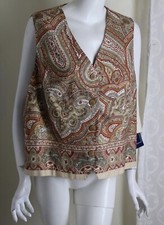NWT Maggie McNaughton 16W Beige Paisley Waistcoat Vest Jacket Lovely XL Vtg 16