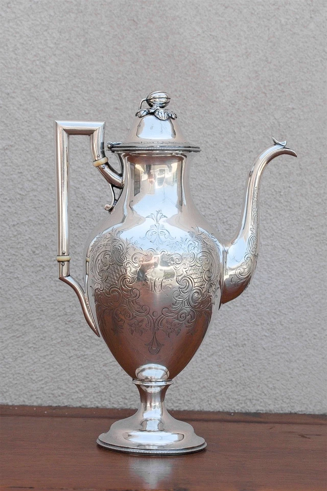 Ball Black & Co. New York, Coin Silver Tea Pot, 1860s  531g Rare - Image 4 of 4