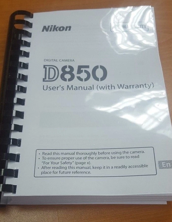 NIKON D850 CÁMARA MANUAL DE USUARIO IMPRESO MANUAL DE USUARIO MANUAL MANUAL 404 PÁGINAS A4