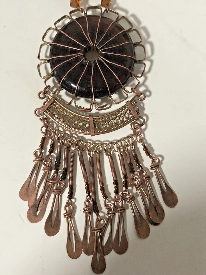 Collar Colgante Cristal Ámbar Cobre Foto 3 de 4