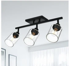 QueeuQ 11450-3SP-BL 3 Lights Track Lighting, Vanity Light Black Flush Mount