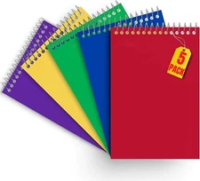 1InTheOffice Wirebound Memo Pads, 4" x 6", College, Assorted, 50 Sheets/Pad, (5