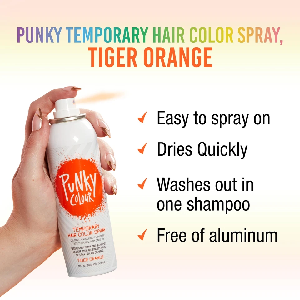 Spray de color de cabello temporal Punky Vibrant Tiger Orange 3,5 onzas Foto 2 de 4