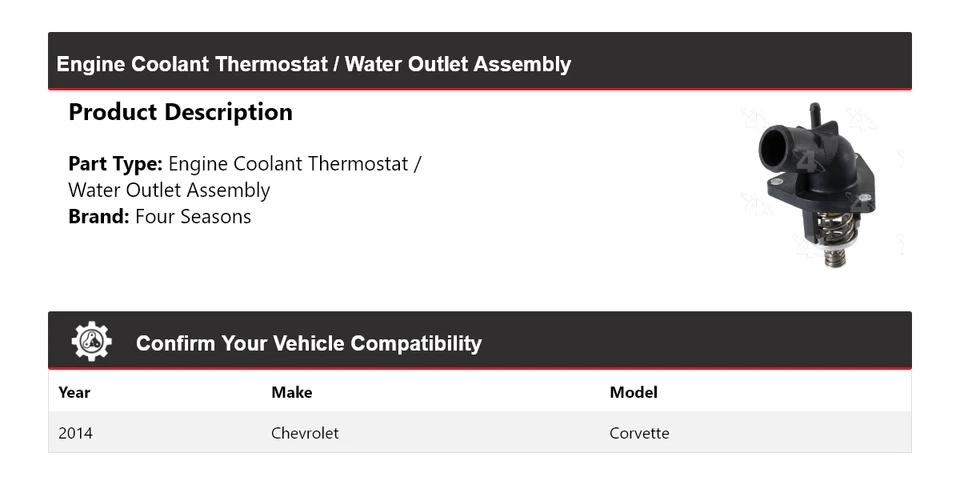 Chevrolet Corvette 2014 motor refrigerante termostato/conjunto de salida de agua 4 estaciones Foto 2 de 4