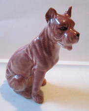 Vintage Porcelain GLASS MAYBE SITTING BOXER BULL Dog Figurine
