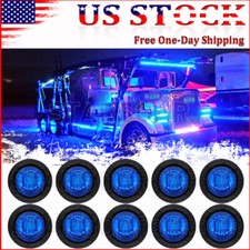 10x Round Truck Trailer 12v Side Marker Lights 34bullet Blue Led Clearance