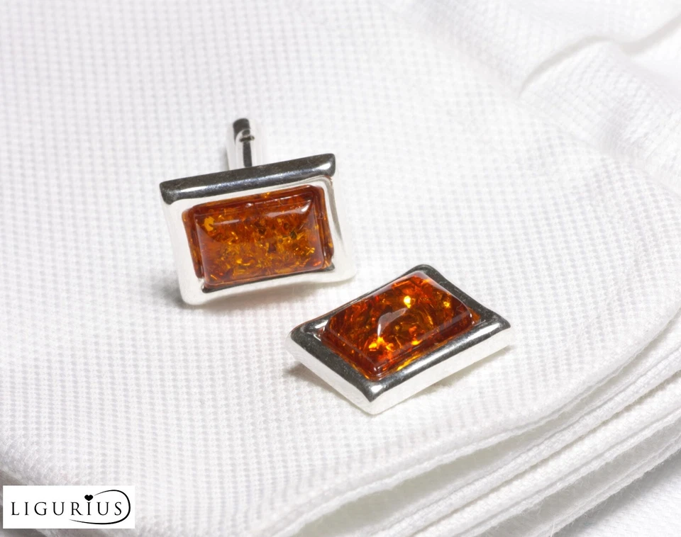 ELEGANTES GEMELOS NTURAL BÁLTICO ÁMBAR PLATA ESTERLINA 925  Foto 2 de 4