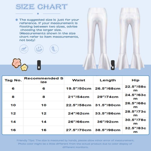 Kids Girls Legging Yoga Ruffle Hem Bronzing Pants Workout Trouser Jazz Dance - Picture 40 of 60