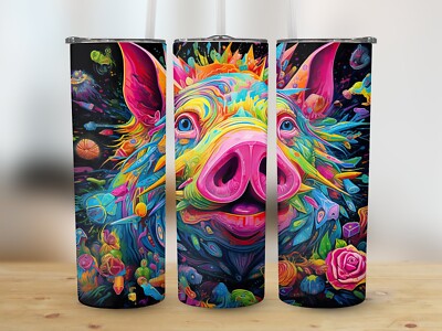 Psychedelic 20 oz Skinny Tumbler Sublimation, Custom Tumbler, Stainless Steel