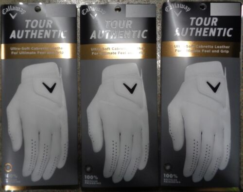 THREE (3) New Callaway Tour Authentic Golf Gloves, PICK A SIZE, White - Afbeelding 1 van 1