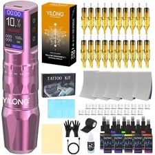 Wireless Tattoo Kit Rotary Pen Machine Adjustable Stroke Length with Ink Needle