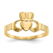 14k Yellow Gold Ladies Claddagh Ring Gift for Women Size 6