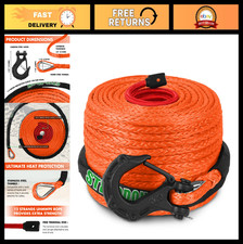 Heavy Duty 38 X 100ft Synthetic Winch Rope 23809lbs Forged Hook Off-road Ca