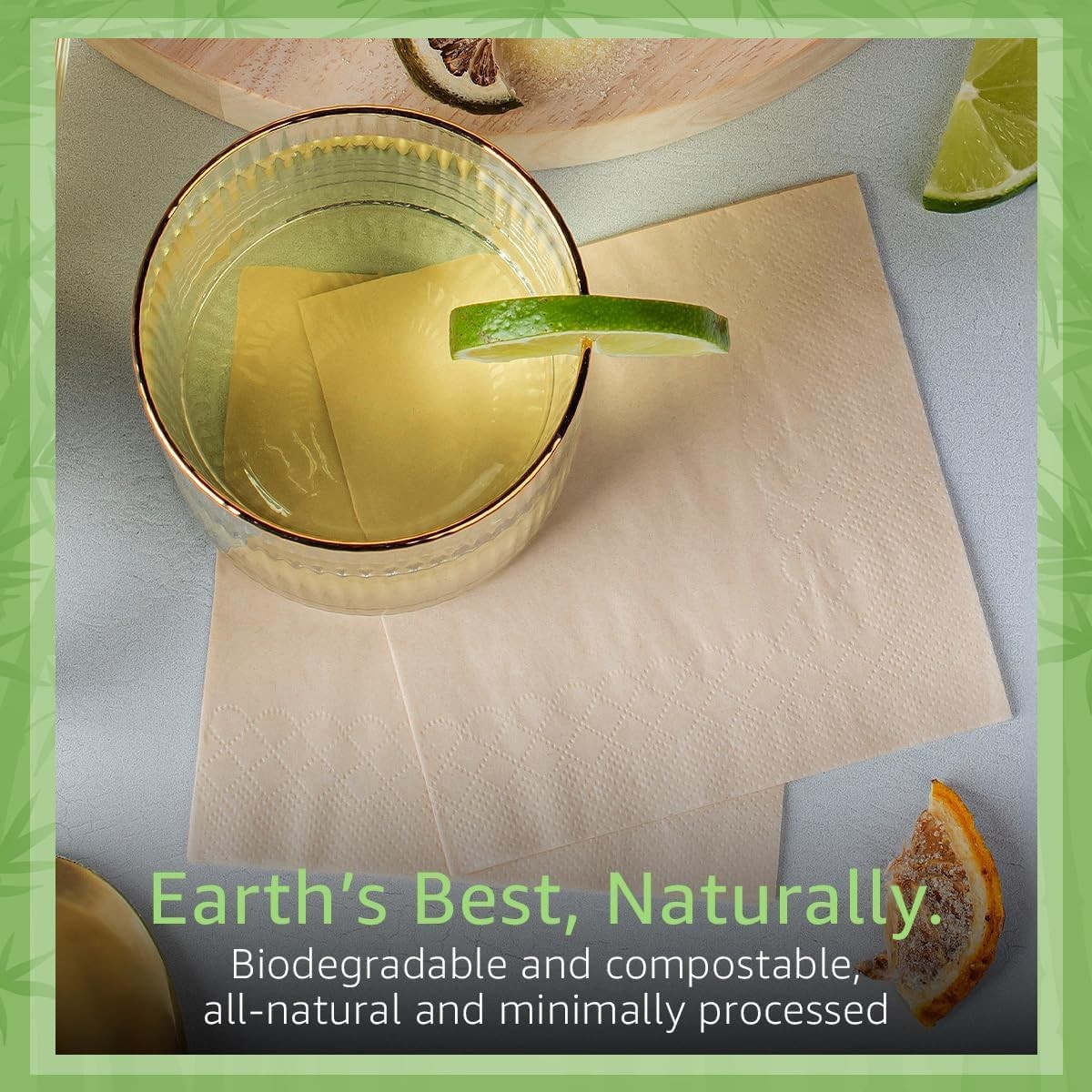 100% Bamboo Wedding Cocktail Napkins Disposable (250 250 Napkins, Light Brown 