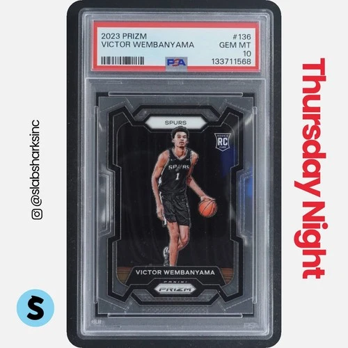 2023 PANINI PRIZM #136 VICTOR WEMBANYAMA RC ROOKIE PSA 10