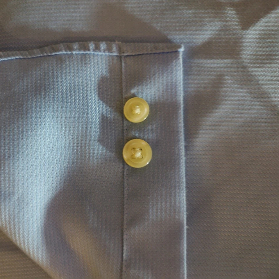 Calvin Klein button up Mens 16 (36-37 tall) lite Blue Slim Fit Non-Iron cotton  - Image 2 of 4