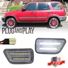 2X Clear Lens Rear Bumper White LED Strip Side Marker Light For 97-01 Honda CR-V