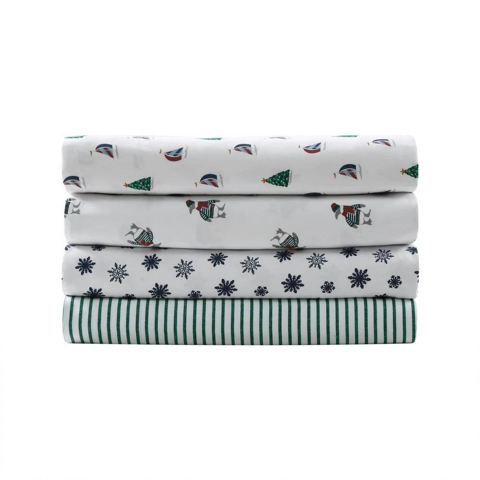 Holiday Sails 4-Piece White Flannel Cotton King Sheet Set - Image 2 of 4