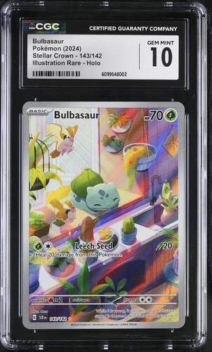 Pokemon Bulbasaur 143/142 Illustration Rare Stellar Crown - CGC 10