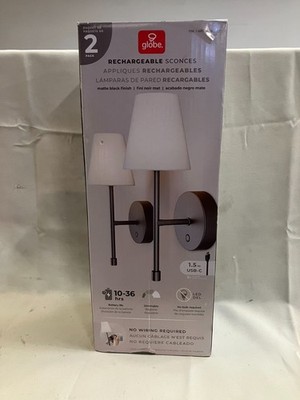 Globe Electric Wireless Rechargeable LED Integrated Wall Sconce (2 Pack)