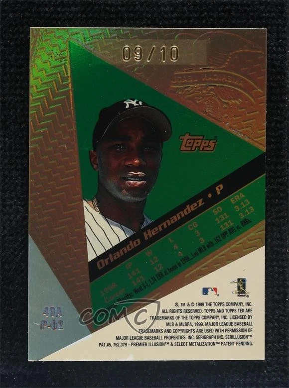 1999 Topps Tek Gold Pattern 02 /10 Orlando Hernandez #40 - Image 2 of 2
