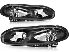 For 1998-2002 Chevy Camaro Z28 Z28 Pair Headlights Assembly Headlamp Black Clear