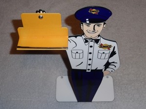 VINTAGE SUNOCO SUN OIL COMPANY STATION ATTENDANT METAL BUSINESS CARD HOLDER SIGN