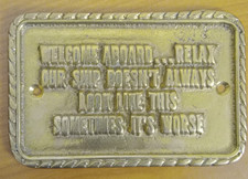 TARGA OTTONE NAUTICA  BARCA ARREDAMENTO TARGHETTE WELCOME ABOARD BENVENUTI BORDO