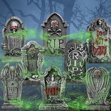 8Pcs Halloween Yard Signs - Rip Graveyard Yard Stakes Tombstone Porch Signs w...