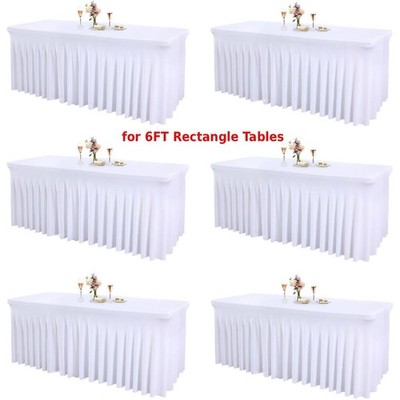 6 Pack Spandex Tablecloths for Rectangle Tables Stretch Table Cover with Skirt