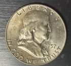 1957 D FRANKLIN HALF DOLLAR U S COIN FROM AN ORIGINAL COLLECTION - AU Cond. FBL