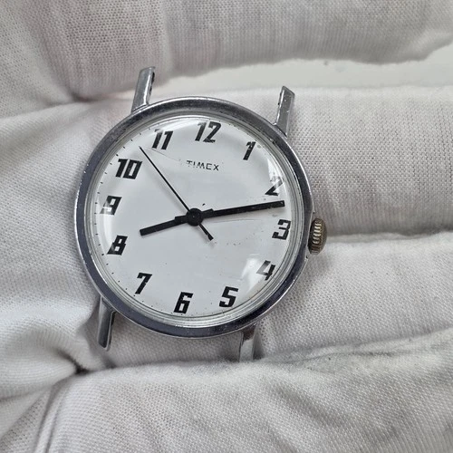 Vintage 1976 Timex Mercury White Dial Watch M24 Mechanical Wind Up AS-IS