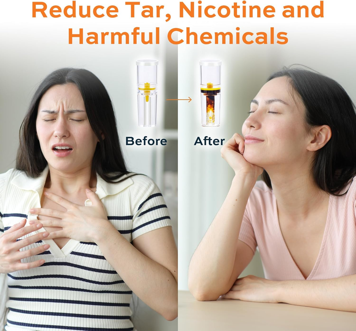 300 Cigarette Filters That Remove Tar and Chemicals, Reusable Filter Tips,  Tar B