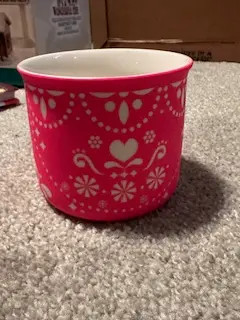 Ecolo Sugar Skull Coffee Mug Day of the Dead Hot Pink Ceramic Cup Heart Floral