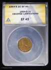 1954-S 1C Lincoln Wheat Cent ANACS XF 45 | Error Obverse Laminations