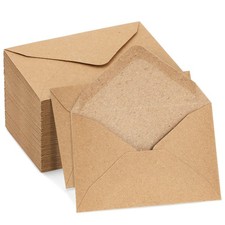 100 Count Mini Gift Card Envelopes, Kraft Paper Envelopes, Brown, 4.1 x 2.75 In